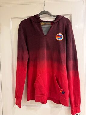 Aviator Nation Maroon Ombre Patch Hoodie